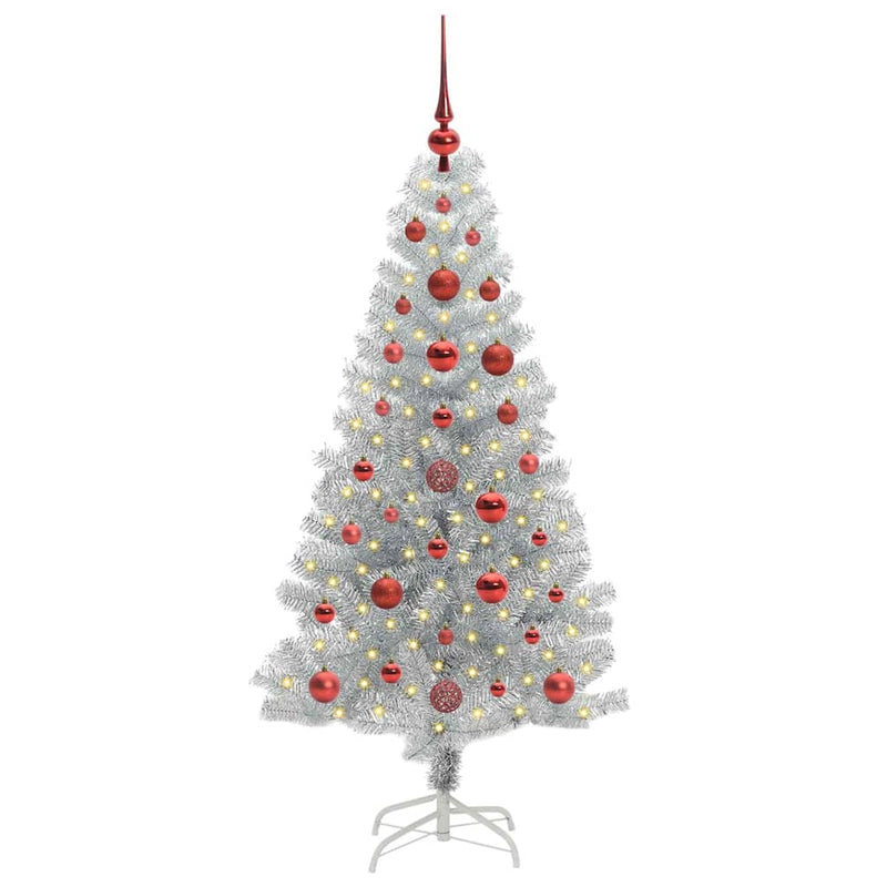 vidaXL Karácsonyfa 150 LED-del állvánnyal Ezüst 120 cm PET