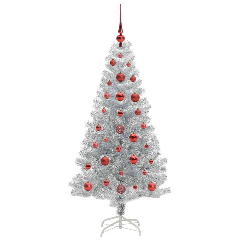 vidaXL Karácsonyfa 150 LED-del állvánnyal Ezüst 120 cm PET
