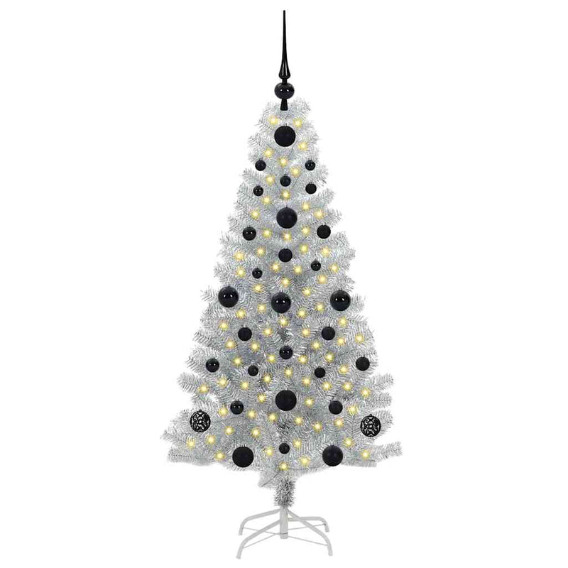 vidaXL Karácsonyfa 150 LED-del állvánnyal Ezüst 120 cm PET