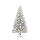 vidaXL Karácsonyfa 150 LED-del állvánnyal Ezüst 120 cm PET
