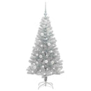 vidaXL Karácsonyfa 150 LED-del állvánnyal Ezüst 120 cm PET