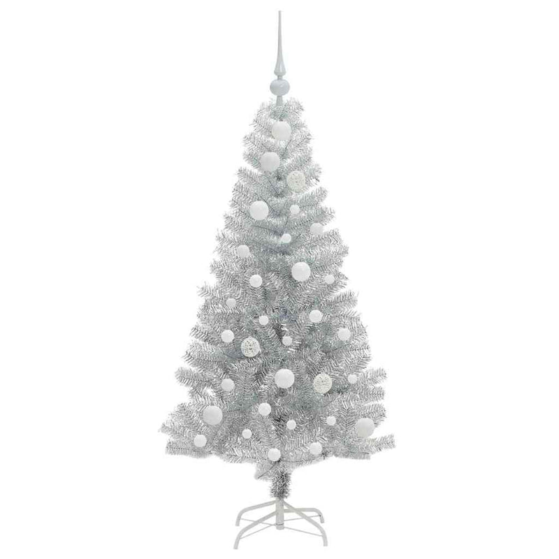 vidaXL Karácsonyfa 150 LED-del állvánnyal Ezüst 120 cm PET