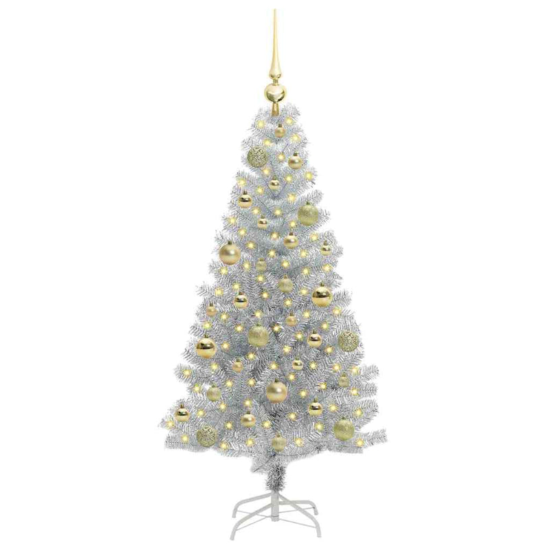 vidaXL Karácsonyfa 150 LED-del állvánnyal Ezüst 120 cm PET