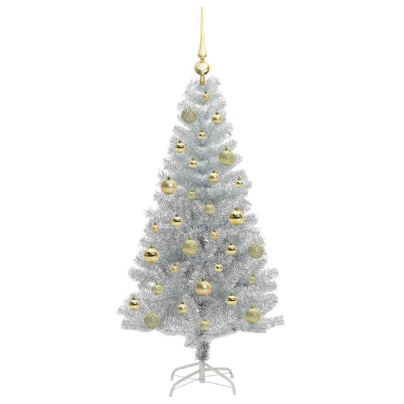 vidaXL Karácsonyfa 150 LED-del állvánnyal Ezüst 120 cm PET