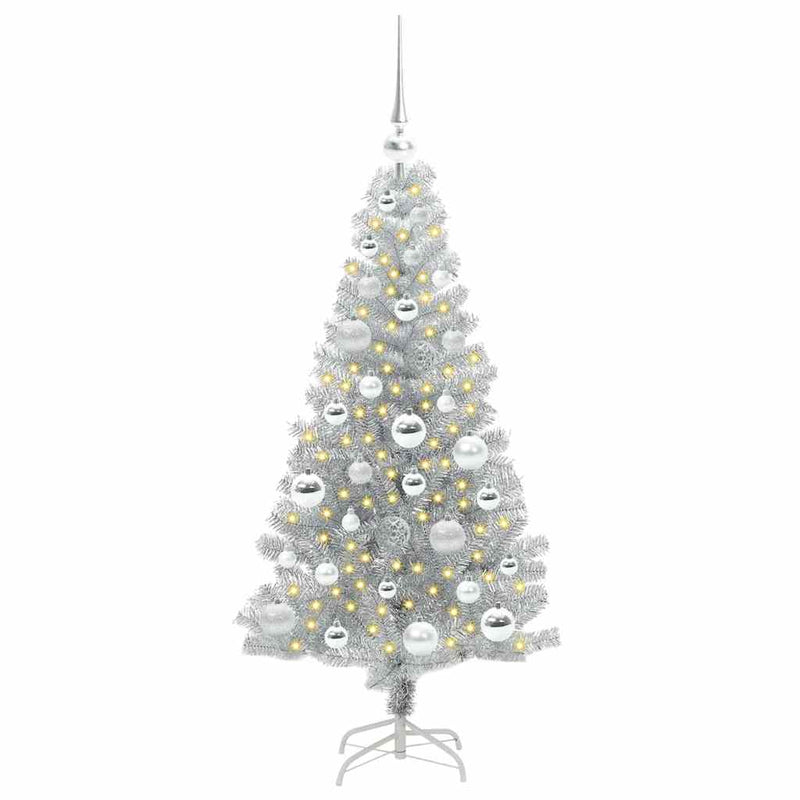 vidaXL Karácsonyfa 150 LED-del állvánnyal Ezüst 120 cm PET