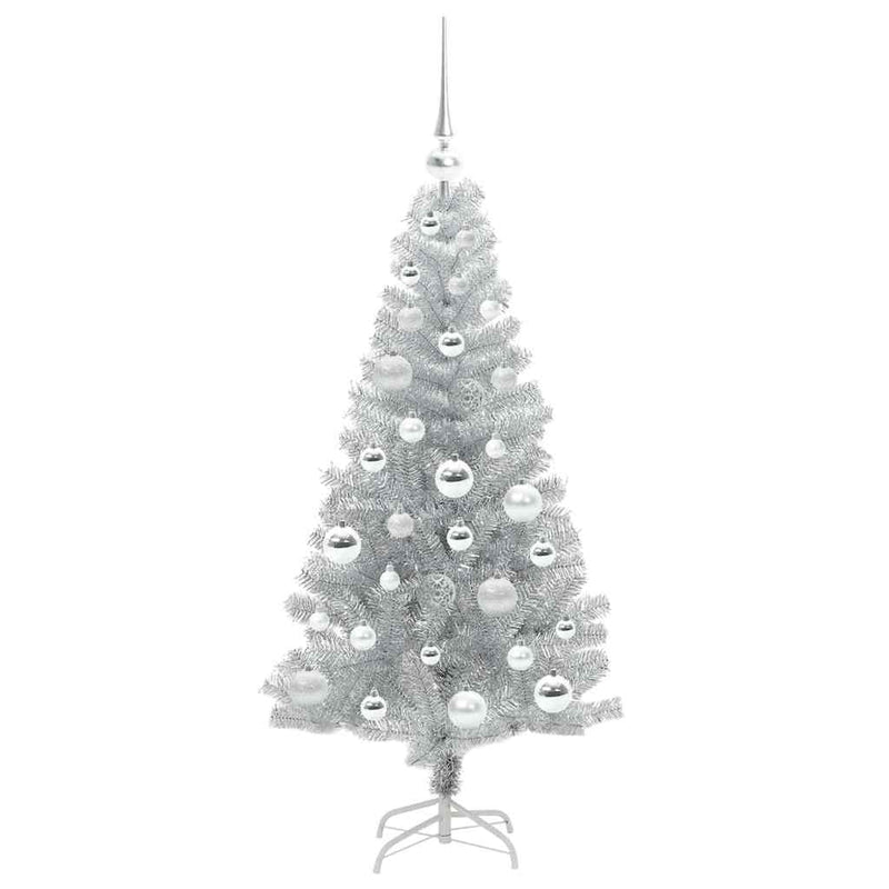 vidaXL Karácsonyfa 150 LED-del állvánnyal Ezüst 120 cm PET