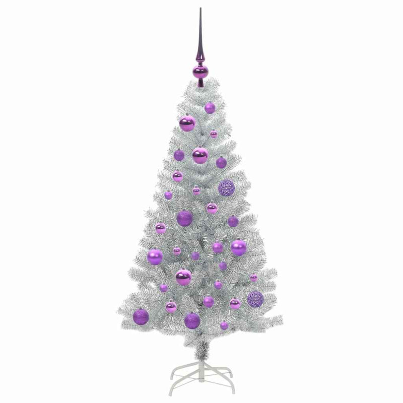vidaXL Karácsonyfa 150 LED-del állvánnyal Ezüst 120 cm PET