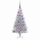 vidaXL Karácsonyfa 150 LED-del állvánnyal Ezüst 120 cm PET