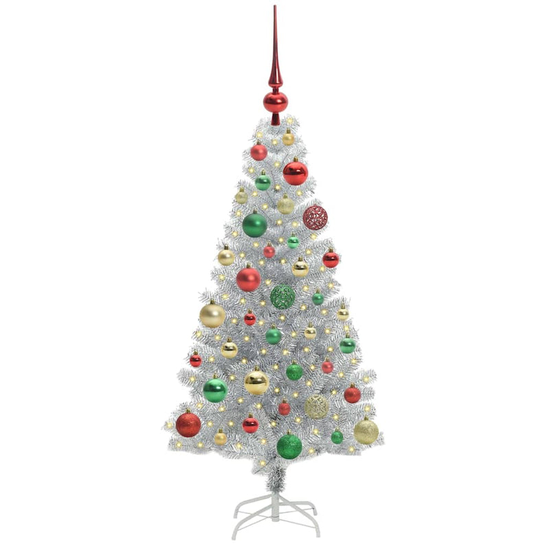 vidaXL Karácsonyfa 150 LED-del állvánnyal Ezüst 120 cm PET