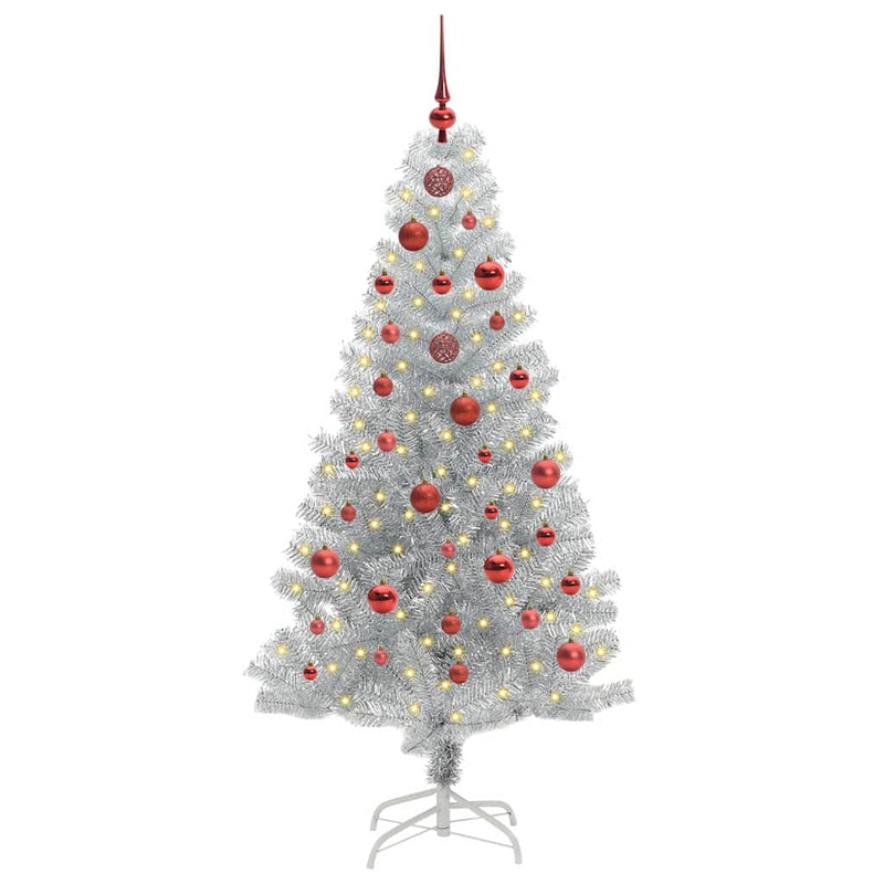 vidaXL Karácsonyfa 150 LED-del állvánnyal Ezüst 150 cm PET