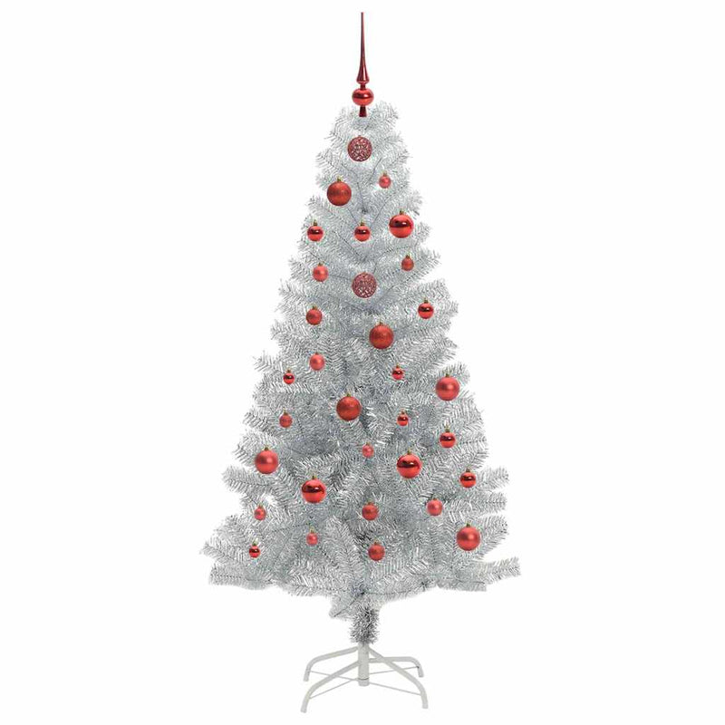 vidaXL Karácsonyfa 150 LED-del állvánnyal Ezüst 150 cm PET
