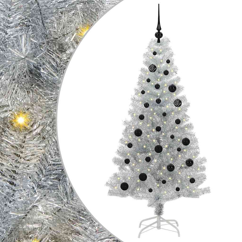 vidaXL Karácsonyfa 150 LED-del állvánnyal Ezüst 150 cm PET