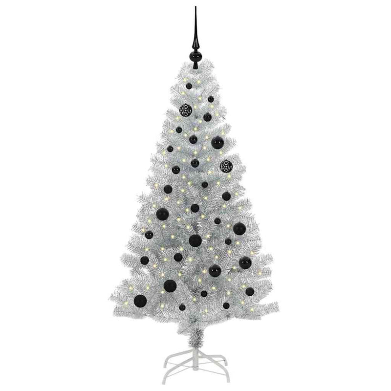 vidaXL Karácsonyfa 150 LED-del állvánnyal Ezüst 150 cm PET