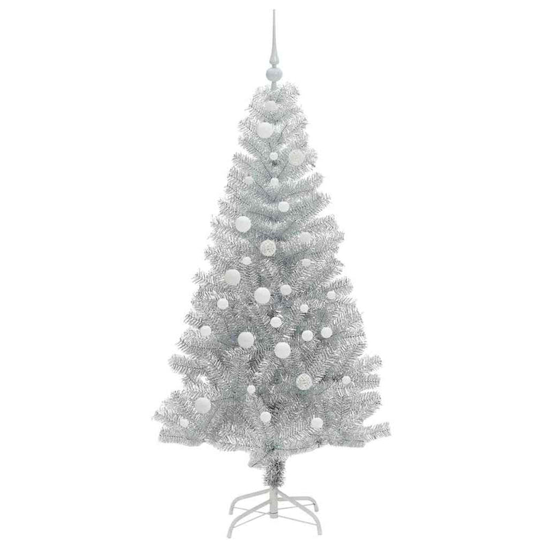 vidaXL Karácsonyfa 150 LED-del állvánnyal Ezüst 150 cm PET