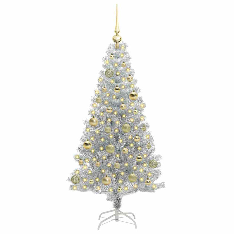 vidaXL Karácsonyfa 150 LED-del állvánnyal Ezüst 150 cm PET