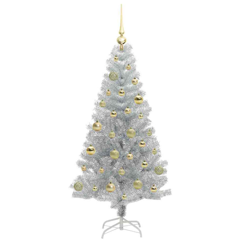 vidaXL Karácsonyfa 150 LED-del állvánnyal Ezüst 150 cm PET