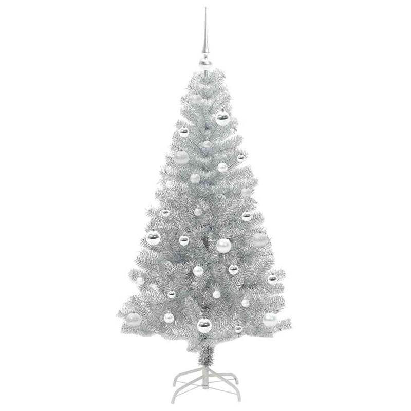 vidaXL Karácsonyfa 150 LED-del állvánnyal Ezüst 150 cm PET