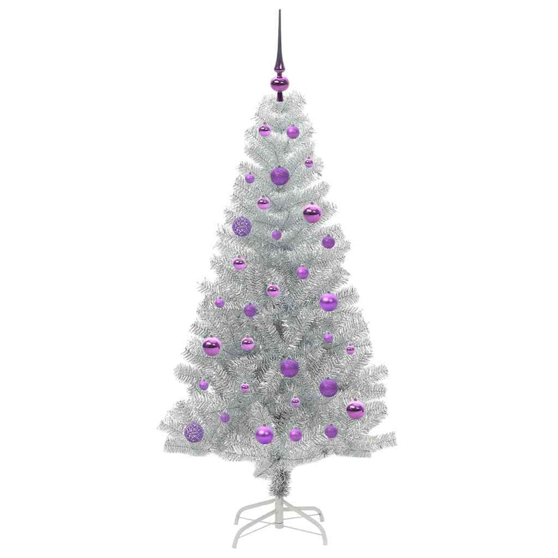 vidaXL Karácsonyfa 150 LED-del állvánnyal Ezüst 150 cm PET