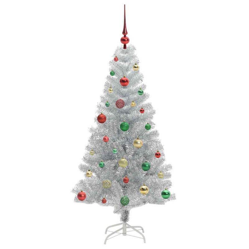 vidaXL Karácsonyfa 150 LED-del állvánnyal Ezüst 150 cm PET