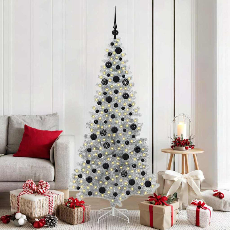 vidaXL Karácsonyfa 300 LED-del állvánnyal Ezüst 180 cm PET