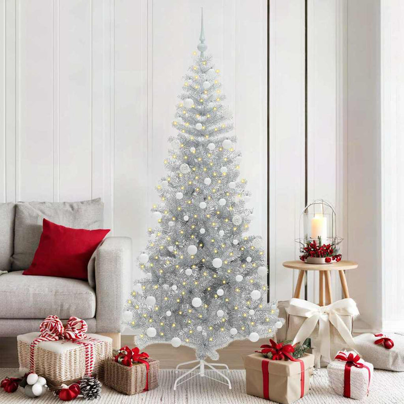 vidaXL Karácsonyfa 300 LED-del állvánnyal Ezüst 180 cm PET