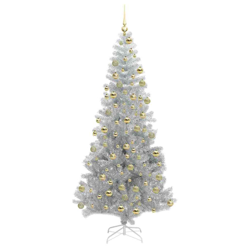 vidaXL Karácsonyfa 300 LED-del állvánnyal Ezüst 180 cm PET