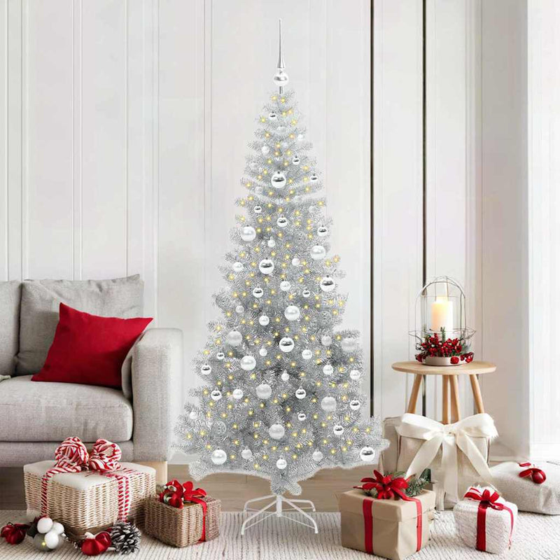vidaXL Karácsonyfa 300 LED-del állvánnyal Ezüst 180 cm PET