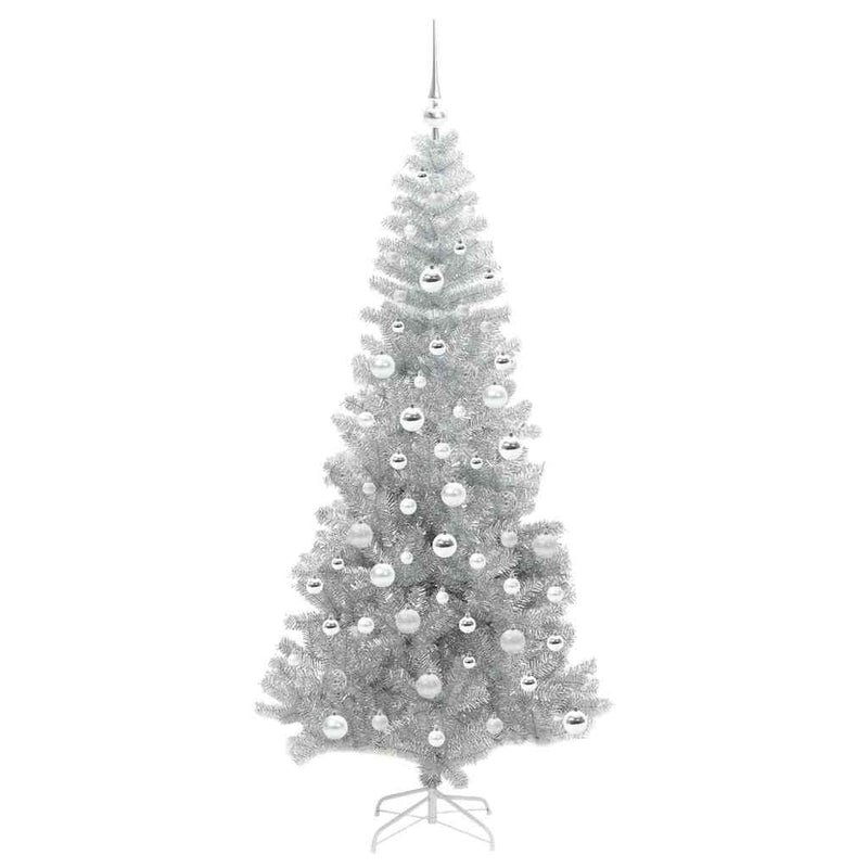 vidaXL Karácsonyfa 300 LED-del állvánnyal Ezüst 180 cm PET