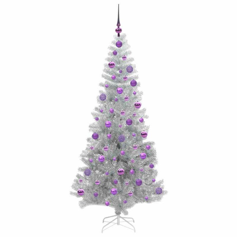vidaXL Karácsonyfa 300 LED-del állvánnyal Ezüst 180 cm PET