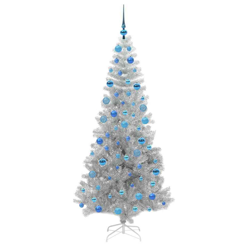 vidaXL Karácsonyfa 300 LED-del állvánnyal Ezüst 180 cm PET