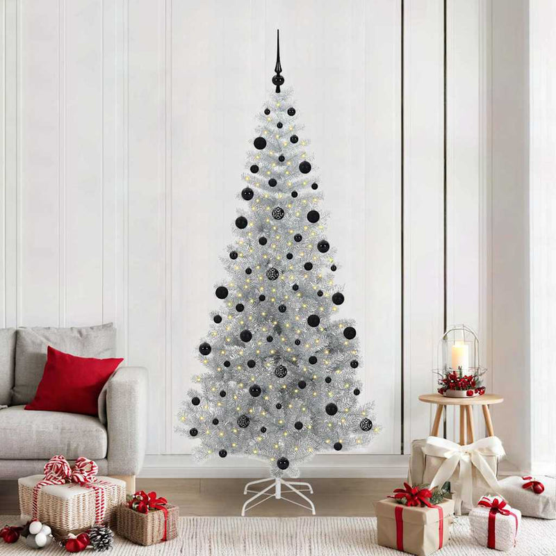 vidaXL Karácsonyfa 300 LED-del állvánnyal Ezüst 210 cm PET