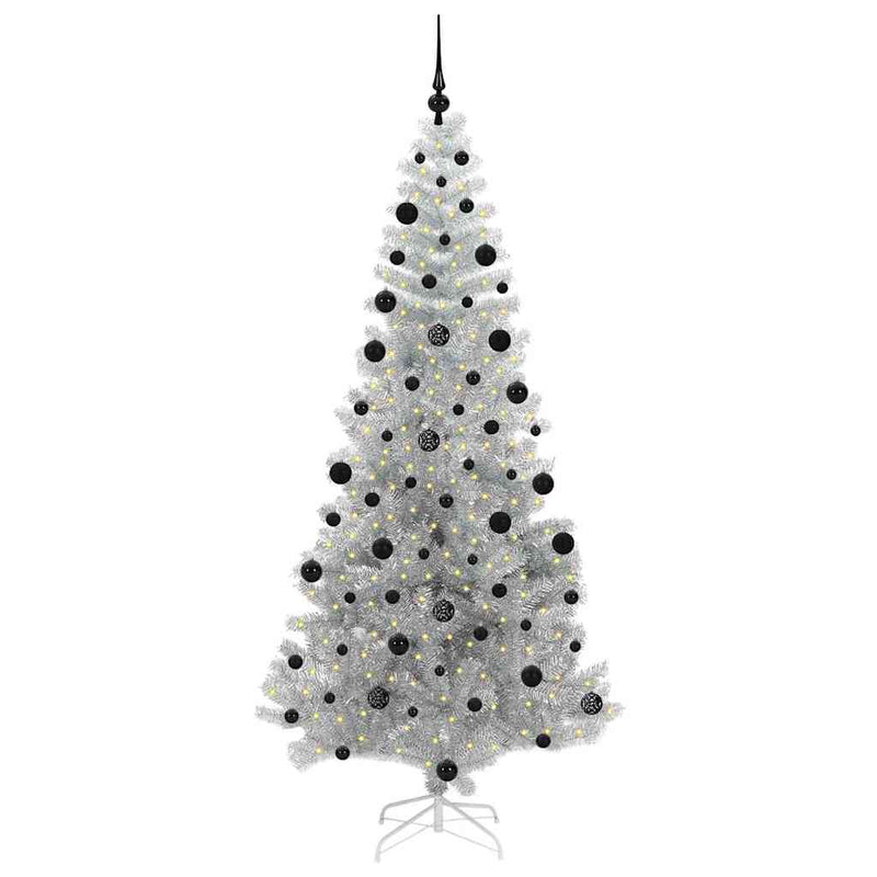 vidaXL Karácsonyfa 300 LED-del állvánnyal Ezüst 210 cm PET
