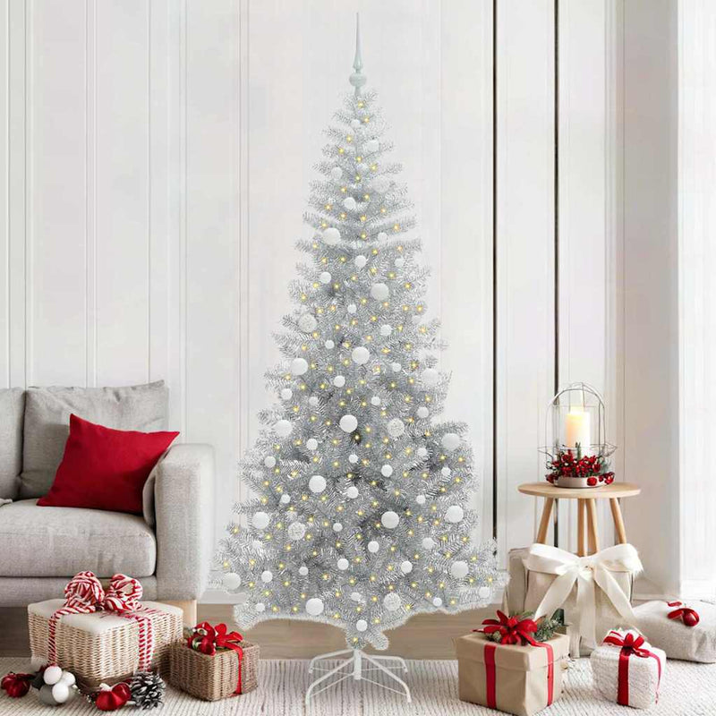 vidaXL Karácsonyfa 300 LED-del állvánnyal Ezüst 210 cm PET