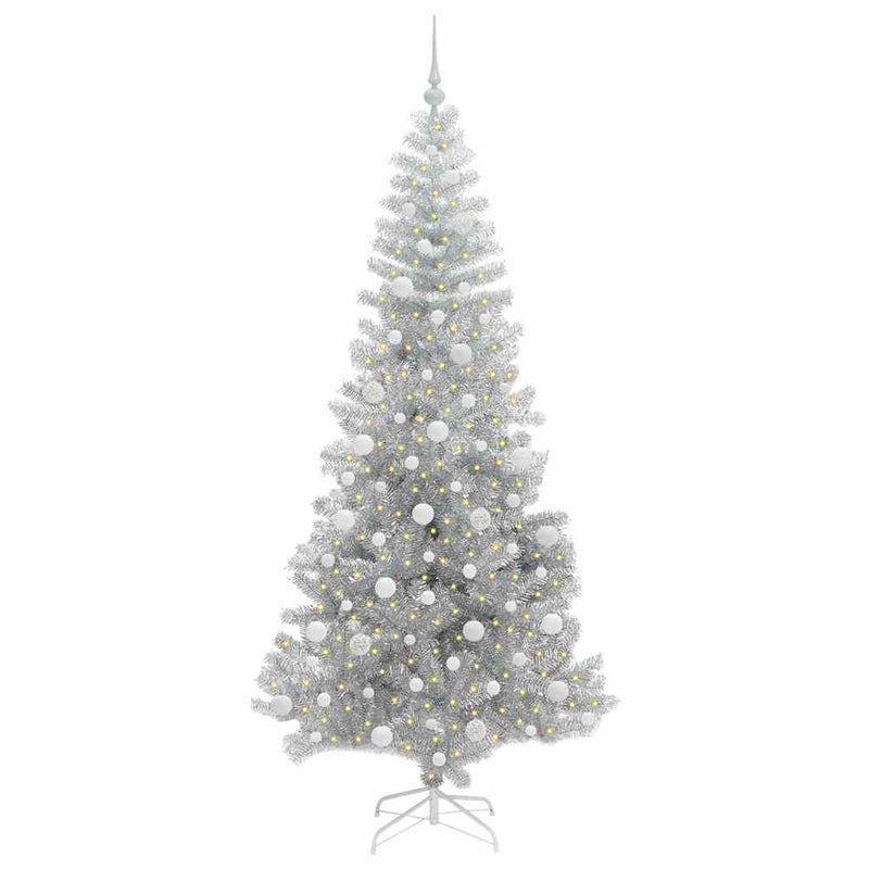 vidaXL Karácsonyfa 300 LED-del állvánnyal Ezüst 210 cm PET