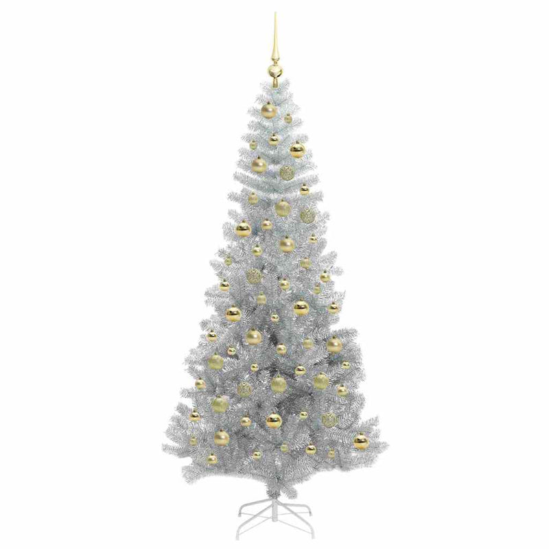 vidaXL Karácsonyfa 300 LED-del állvánnyal Ezüst 210 cm PET