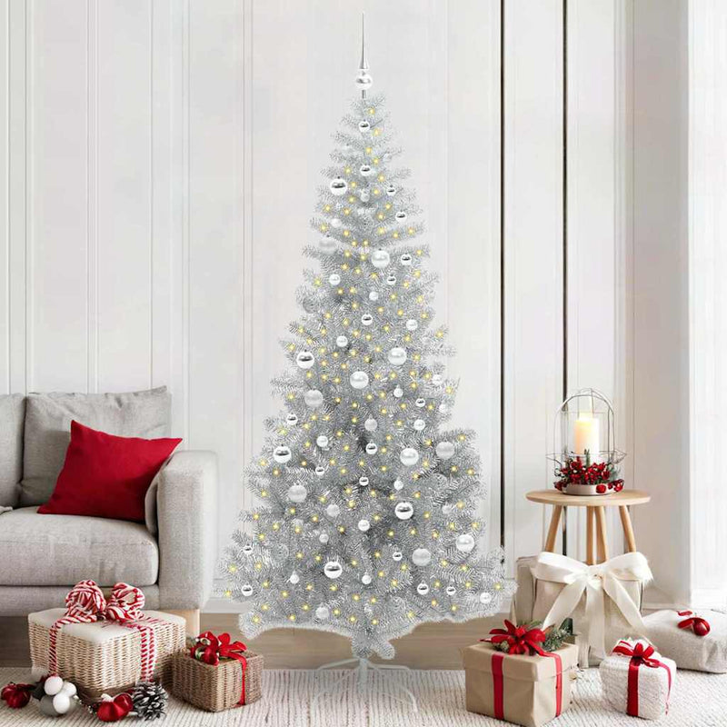vidaXL Karácsonyfa 300 LED-del állvánnyal Ezüst 210 cm PET
