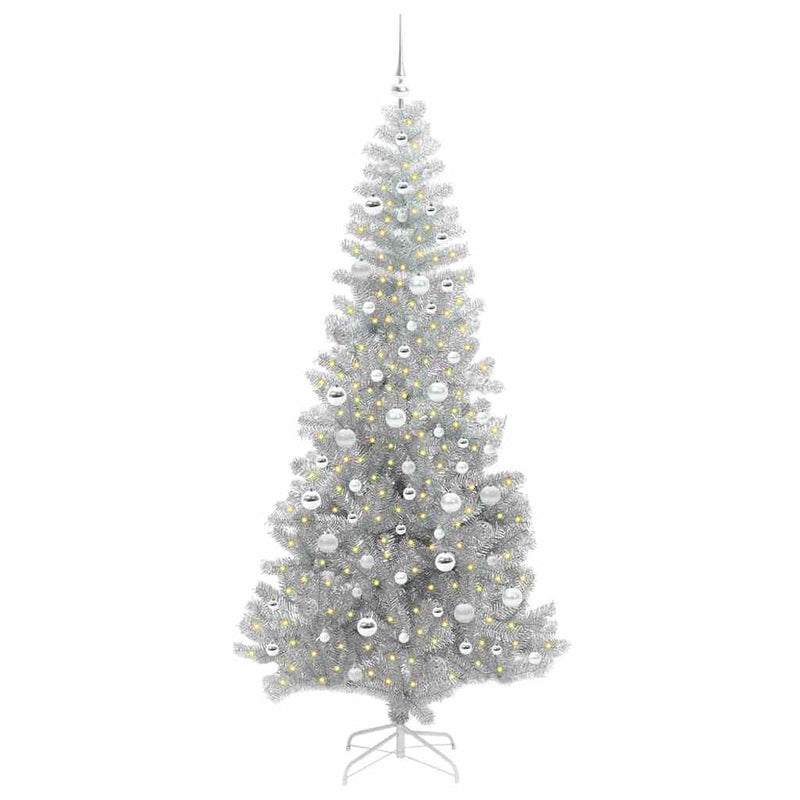 vidaXL Karácsonyfa 300 LED-del állvánnyal Ezüst 210 cm PET