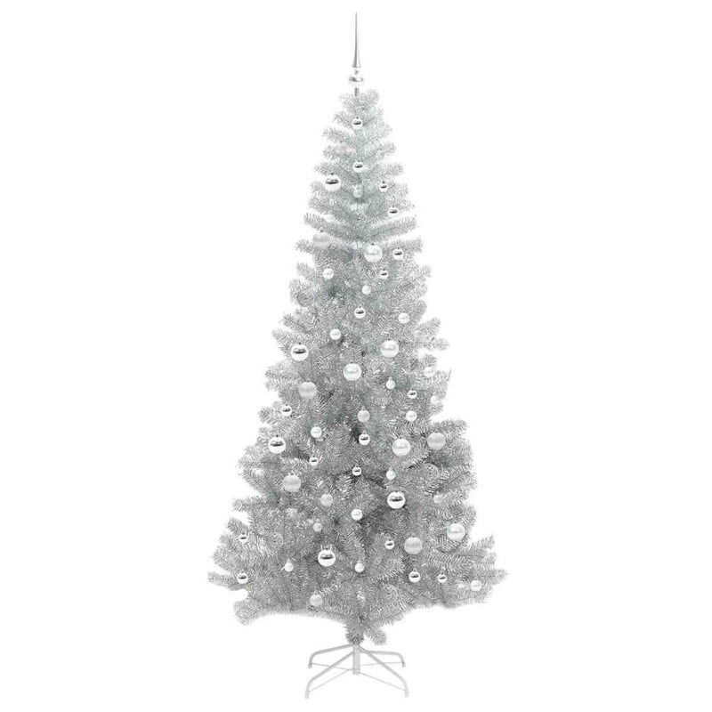 vidaXL Karácsonyfa 300 LED-del állvánnyal Ezüst 210 cm PET