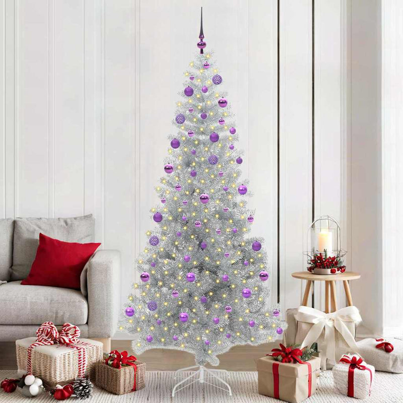 vidaXL Karácsonyfa 300 LED-del állvánnyal Ezüst 210 cm PET
