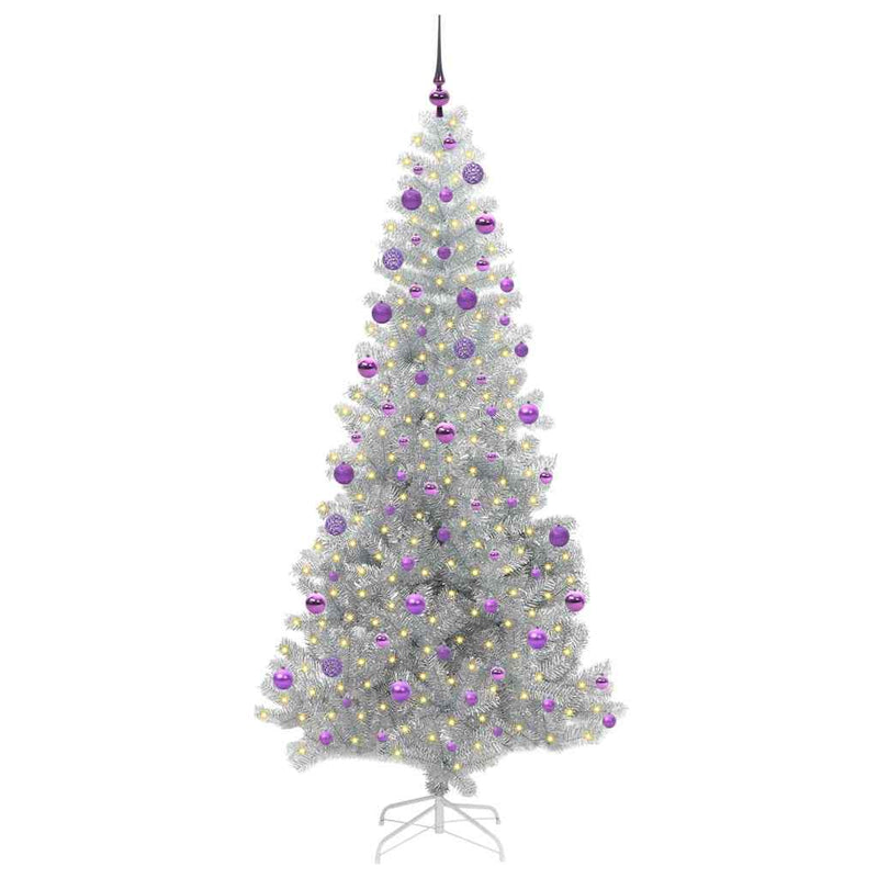 vidaXL Karácsonyfa 300 LED-del állvánnyal Ezüst 210 cm PET