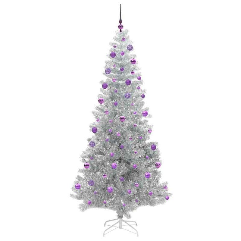 vidaXL Karácsonyfa 300 LED-del állvánnyal Ezüst 210 cm PET