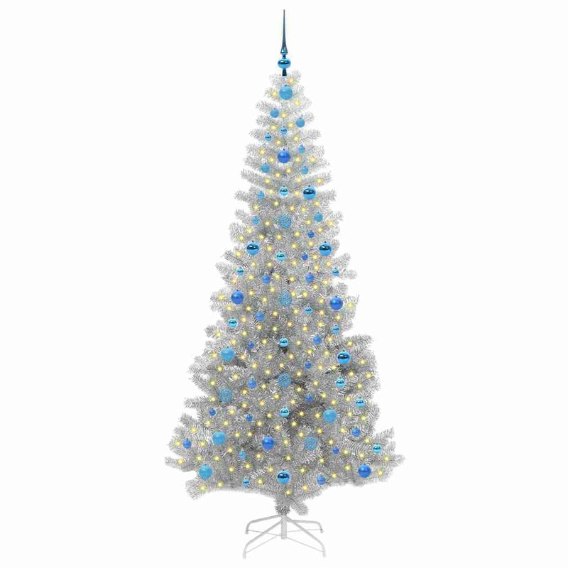 vidaXL Karácsonyfa 300 LED-del állvánnyal Ezüst 210 cm PET