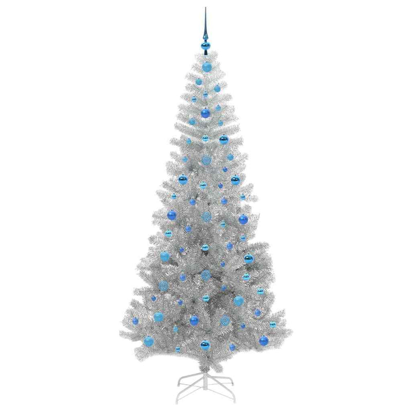 vidaXL Karácsonyfa 300 LED-del állvánnyal Ezüst 210 cm PET