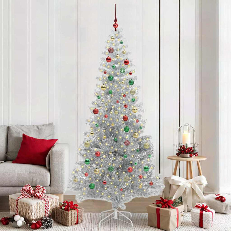 vidaXL Karácsonyfa 300 LED-del állvánnyal Ezüst 210 cm PET