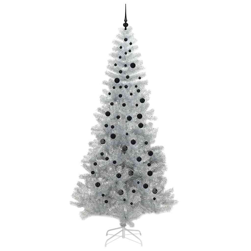 vidaXL Karácsonyfa 300 LED-del állvánnyal Ezüst 240 cm PET