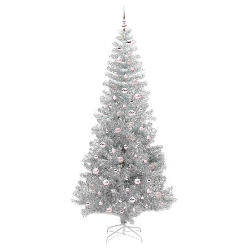 vidaXL Karácsonyfa 300 LED-del állvánnyal Ezüst 240 cm PET