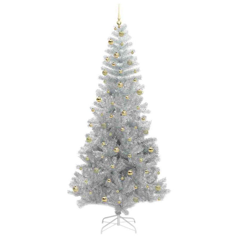 vidaXL Karácsonyfa 300 LED-del állvánnyal Ezüst 240 cm PET
