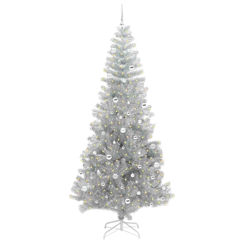 vidaXL Karácsonyfa 300 LED-del állvánnyal Ezüst 240 cm PET