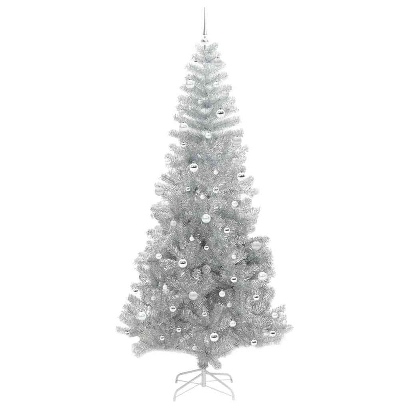 vidaXL Karácsonyfa 300 LED-del állvánnyal Ezüst 240 cm PET