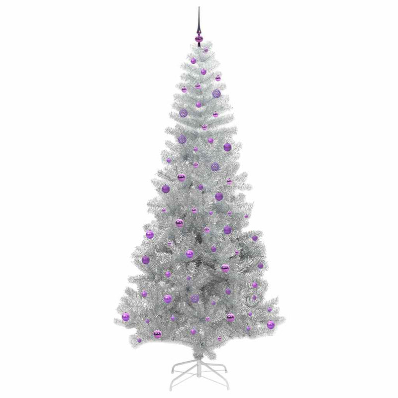 vidaXL Karácsonyfa 300 LED-del állvánnyal Ezüst 240 cm PET